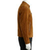 A tobacco brown handcrafted mens suede jacket showcasing the high-quality suede jackets for men texture.