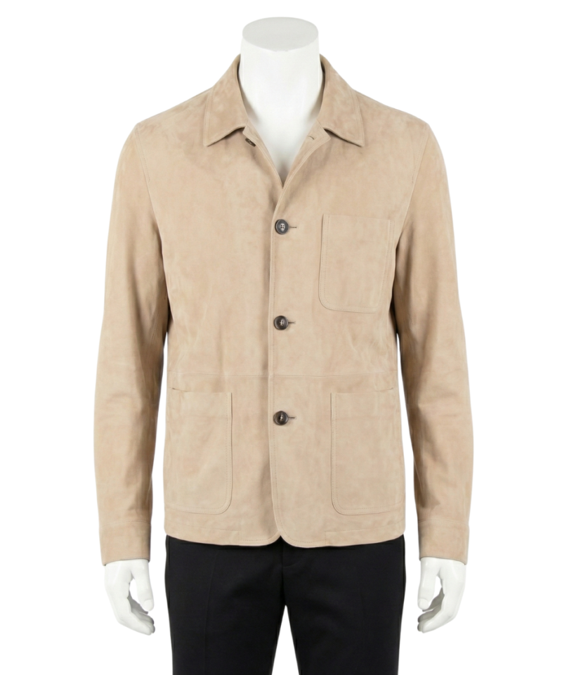 A premium handcrafted mens suede jacket showcasing the high-quality suede jackets for men texture.