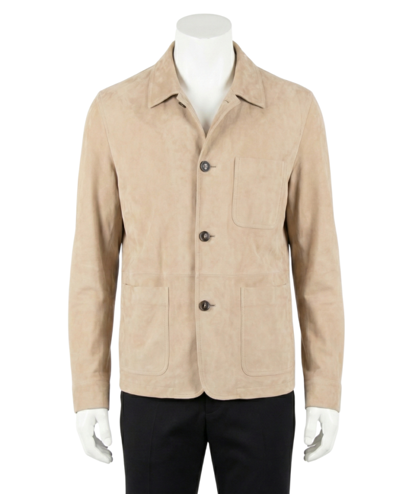 A premium handcrafted mens suede jacket showcasing the high-quality suede jackets for men texture.