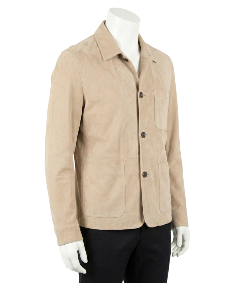 A premium handcrafted mens suede jacket showcasing the high-quality suede jackets for men texture.