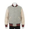 custom varsity jackets detail on gray wool jacket