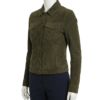 A premium deep olive suede jacket women featuring a luxury tailored fit and handmade jacket suede women's craftsmanship.