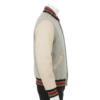 custom varsity jackets detail on gray wool jacket