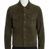 A premium handcrafted cognac suede leather jacket for men featuring a Mens suede leather jacket design and textured finish.