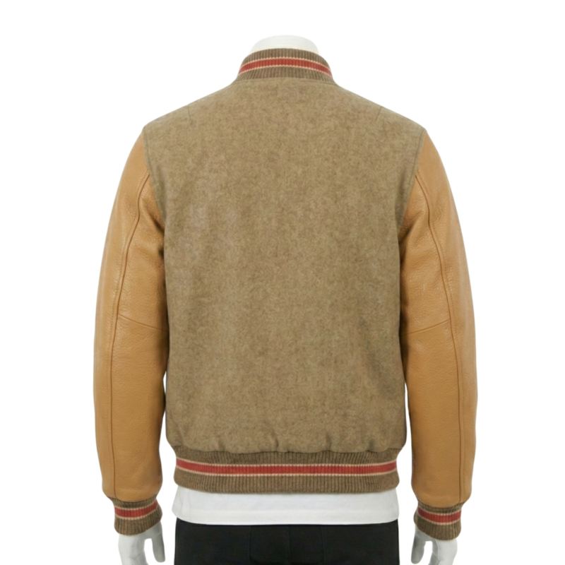 custom varsity jackets detail on gray wool jacket