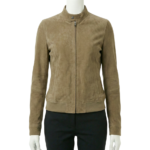 A premium medium brown suede jacket women featuring a luxury tailored fit and handmade jacket suede women's craftsmanship.