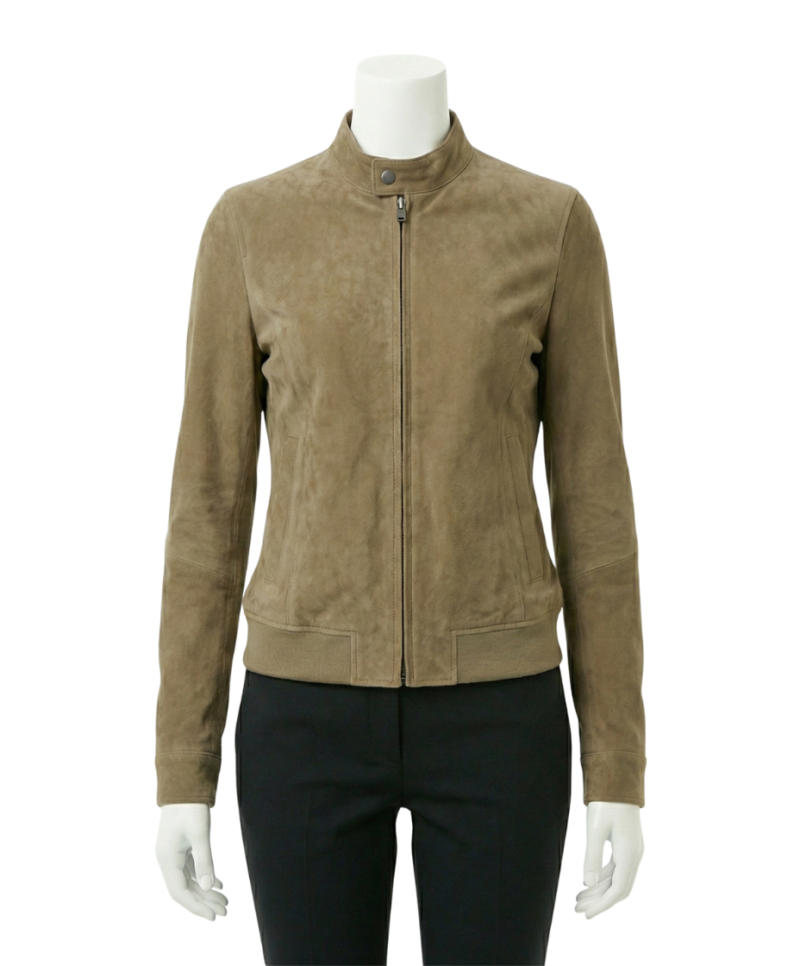 A premium medium brown suede jacket women featuring a luxury tailored fit and handmade jacket suede women's craftsmanship.