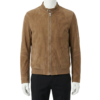 A premium handcrafted cognac suede leather jacket for men featuring a Mens Suede Leather Jacket design.