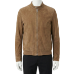 A premium handcrafted cognac suede leather jacket for men featuring a Mens Suede Leather Jacket design.