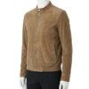 A premium handcrafted cognac suede leather jacket for men featuring a Mens Suede Leather Jacket design.
