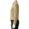 A premium beige suede leather women jacket featuring a luxury tailored fit and handmade craftsmanship.