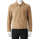 A premium handcrafted tan suede leather jacket for men featuring a Mens Suede Leather Jacket design.