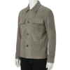 A premium handcrafted greyish brown suede leather jacket for men featuring a Mens Suede Leather Jacket design.