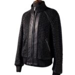 A high-end leather jacket women featuring a detailed leather black leather jacket woven texture.