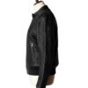 A high-end leather jacket women featuring a detailed black leather jacket women woven texture.