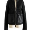 A high-end leather black leather jacket featuring a detailed black jacket womens leather woven texture.