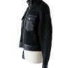 A high-end black leather jacket women featuring a detailed black jacket womens leather woven texture.