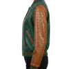 A luxury evergreen and cognac crocodile leather varsity jackets women design.