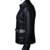 A high-end mens leather jackets featuring a detailed leather black leather jacket woven texture.