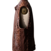 A handcrafted dark coffee interlaced leather waistcoat men showing the leather vest for men texture.