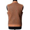 A high-end leather vest women featuring a detailed women's leather vest woven texture in pastel peach.
