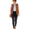 A high-end leather vest women featuring a detailed women's leather vest woven texture in metallic copper.