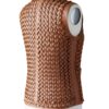 A high-end leather vest women featuring a detailed women's leather vest woven texture in metallic copper.