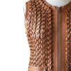 A high-end leather vest women featuring a detailed women's leather vest woven texture in metallic copper.
