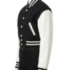 A luxury black and white design featuring the women's varsity bomber jacket style.
