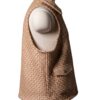 A high-end leather vest women featuring a detailed women's leather vest woven texture in cameo with a structured collar.