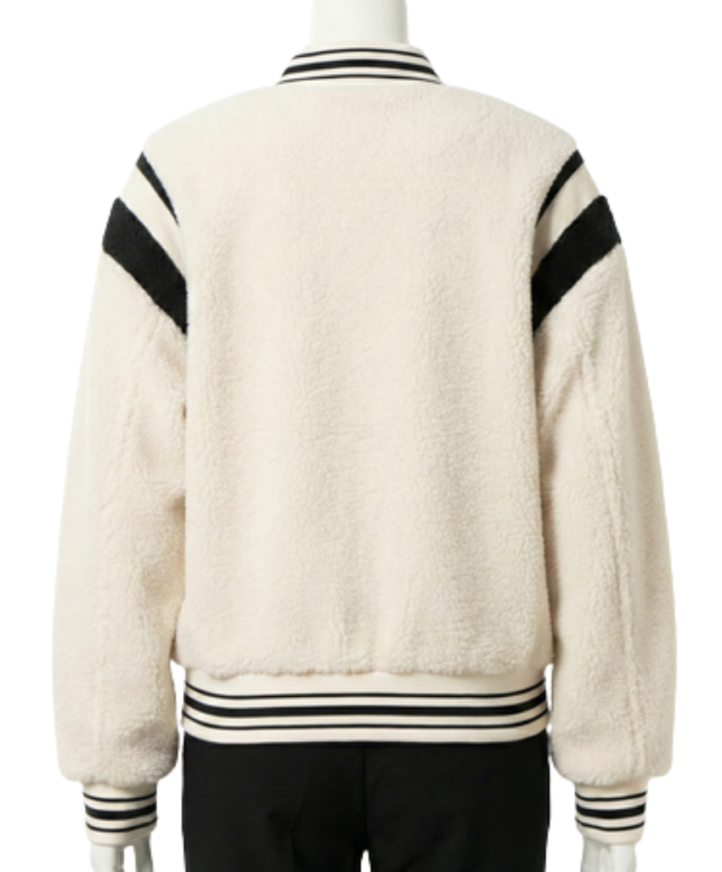 A luxury dutch white wool design featuring the varsity jacket for men style.