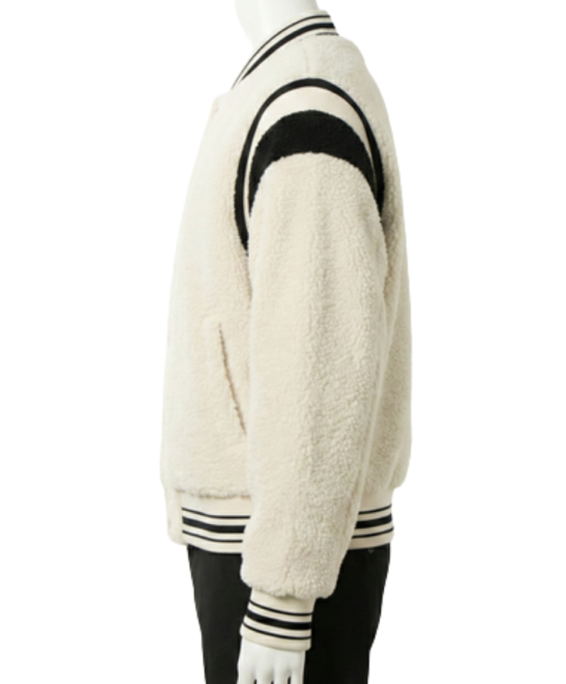 A luxury dutch white wool design featuring the varsity jacket for men style.