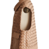 A handcrafted camel braided leather collar vest women showing the womens black leather vest texture.