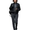 A high-end leather jacket women featuring a detailed leather black leather jacket woven texture.