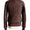 A high-end brown leather jacket women featuring a detailed leather jacket brown colour woven texture.