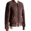 A high-end brown leather jacket women featuring a detailed leather jacket brown colour woven texture.