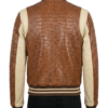 A high-end saddle brown crocodile leather outer garment for women.