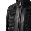 A high-end leather jacket women featuring a detailed leather black leather jacket woven texture.