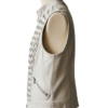 A handcrafted cloud grey woven leather vest women showing the leather vest for women texture.