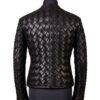A high-end leather jacket women featuring a detailed leather black leather jacket woven sheepskin texture.