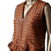 A handcrafted saddle brown custom leather vest women showing the brown leather vest women texture.