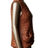 A handcrafted saddle brown custom leather vest women showing the brown leather vest women texture.