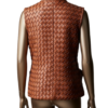 A handcrafted saddle brown custom leather vest women showing the brown leather vest women texture.