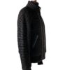 A high-end leather jacket women featuring a detailed leather black leather jacket woven texture.